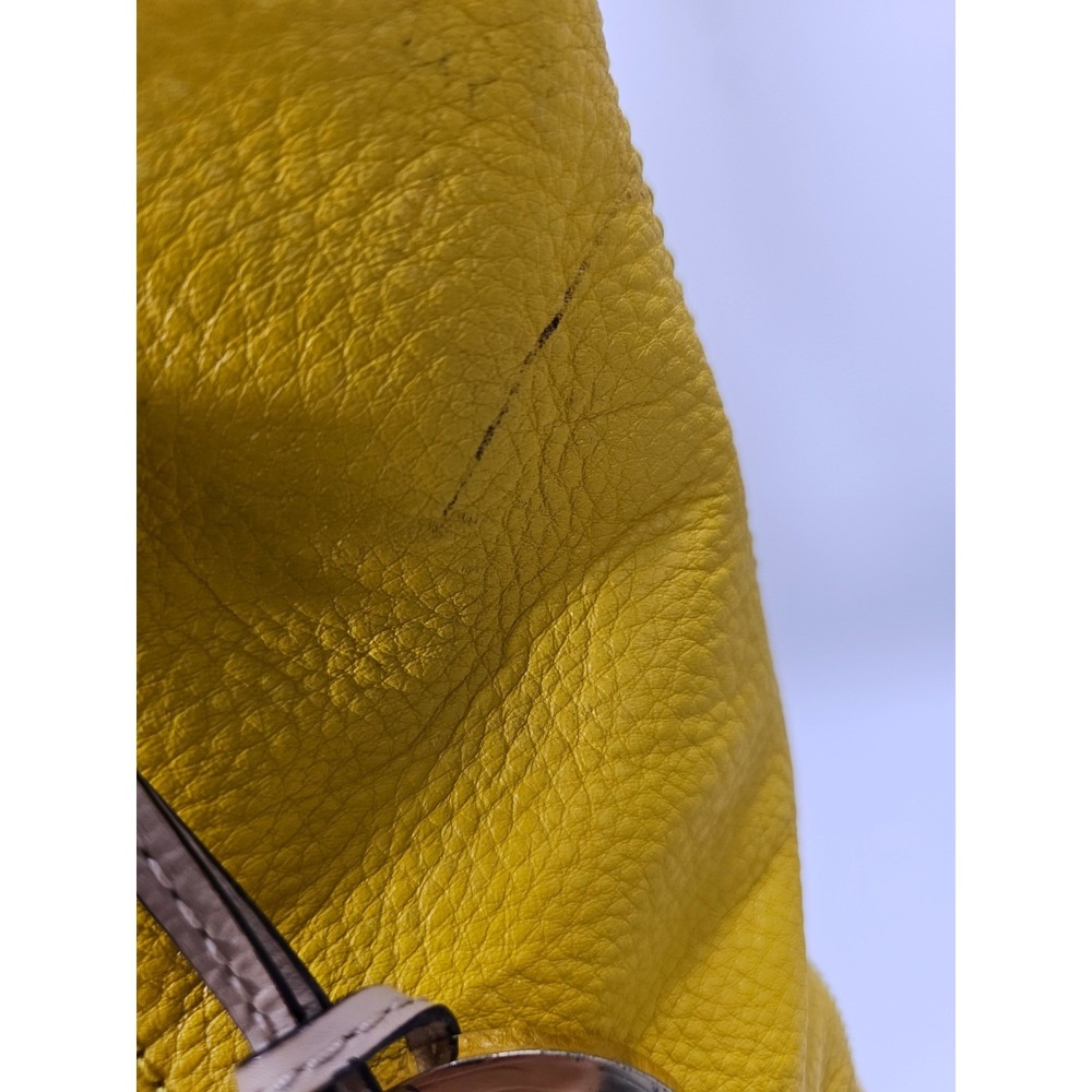Michael Kors Bedford Yellow Pebbled Leather Tote Bag Gold Hardware MK Charm - Picture 8 of 9